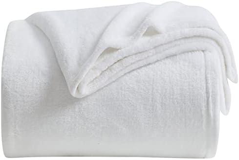 KMUSET Fleece Blanket King Size White Lightweight Super Soft Cozy Luxury Bed Blankets Microfiber Factory Shop(90 * 108)