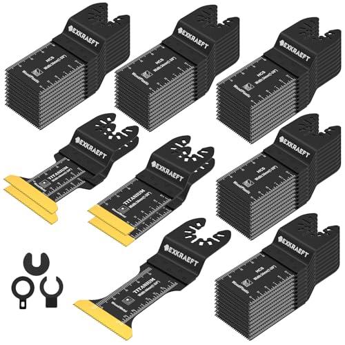 55 PCS Oscillating Saw Blades, Professional Universal Titanium Oscillating Tool Blade for Metal Nails, Wood and Plastic, Multi Tool Blades Kits Fit Dewalt Milwaukee Ryobi Rockwell Fein