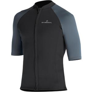 Wetsuit Top Men Short Sleeve Front Zip Wetsuit Jacket 1.5mm Neoprene Swimsuit for Swimming Diving Surfing (Medium)