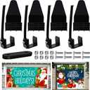 4 Pcs Garage Door Banner Clamps Christmas Garage Door Backdrop Installation Clips Large Banner Cover Hanging Hooks for Christmas Halloween Garage Door Decorations (4, Black)