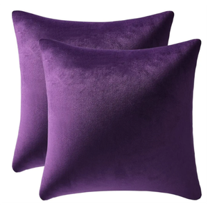 Throw Pillow Covers 18x18 Purple: Pack of 2 Cozy Soft Velvet Square Modern Luxury Decorative Throw Pillow Cases for Sofa Couch Living Room Bed Home Decor