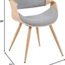 Armen Living Butterfly Mid-Century Dining Chair with Grey Fabric Upholstered Seat and Oak Finish