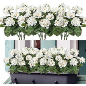 Dremisland 6 Pack Artificial Geranium Flowers for Outdoors Fake Geranium Silk Flowers Outdoor UV Resistant Garden Plants Bush Faux Flowers for Home Wedding Table Centerpieces Decor (White, 6 Pack) Dremisland 6 Pack Artificial Geranium Flowers for Outdoors Fake Geranium Silk Flowers Outdoor UV Resistant Garden Plants Bush Faux Flowers for Home Wedding Table Centerpieces Decor (White, 6 Pack)
