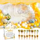 51Pcs Don't Say Baby Shower Game Favor Yellow Bee Sunflower Wooden Sign with 50 Cute Clothespin for Summer Gender Reveal Party Supplies