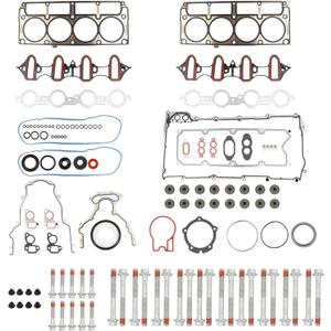 Dasbecan Full Cylinder 5.3 Head Gasket Set with ES72220 Bolts Intake Exhaust Manifold Oil Pan Gasket Compatible with 2005-2014 Chevy Silverado Avalanche Suburban GMC Sierra Yukon Cadillac Buick 5.3L