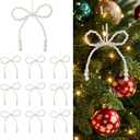 20 PCS Pearl Bows White Christmas Ornaments Decorations Xmas Decor for Christmas Tree Wreath Fireplace Garland Party (White)