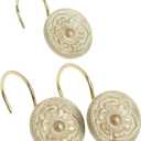 Carnation Home Fashions Provincial Ceramic Resin Shower Curtain Hook, Brushed Gold,Set of 12
