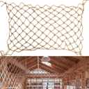 Hemp Rope Net (4ftx8ft) Heavy Duty Natural Jute Rope Net Climbing Safety Rope Netting Balcony Stairs Fence Garden Playground Protection Net Indoor & Outdoor Decor Rope Net