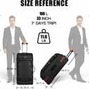 100L Extra Large Rolling Duffel Bag with Wheels and Handle 33" Heavy-Duty 1600D PVC Checked Luggage for Business Travel and Mens Week-Long Trips, Foldable Base Design