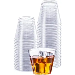 SETUP 5 oz Clear Hard Plastic Shot Glasses [100 Count] Small Disposable Shot Cups for Cocktails & Parties