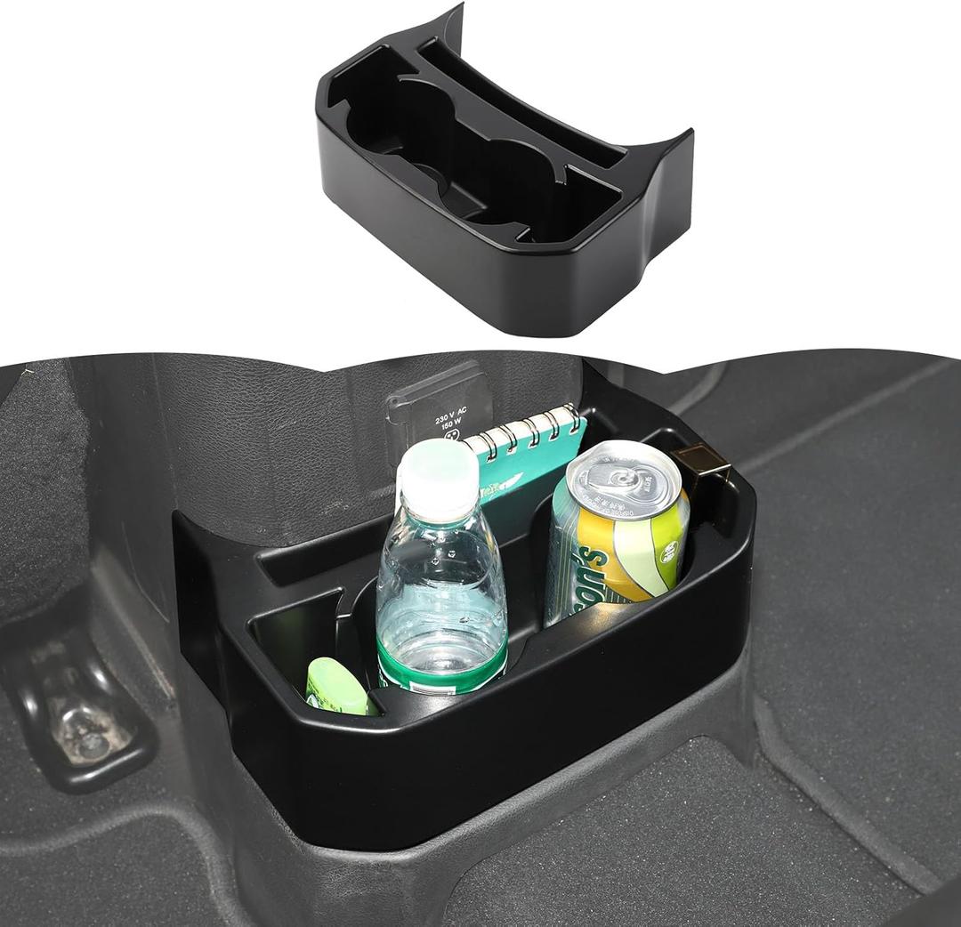 Rear Cup Holder for Jeep JL & JT,Rear Seat Storage Box Tray Organizer Floor Console Mounted Drink Holder Interior Accessories Compatible with Jeep Wrangler JL JLU & Gladiator JT 2018-2025