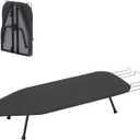 LOFTEY Metal Table Top Ironing Board, Portable Ironing Boards with Iron Holder, Small Foldable Iron Board with Cover and 100% Cotton Pad, Compact Design for Travel, 31.5" x 11.8" x 6.2", Black