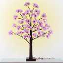 24 Inch Lighted Cherry Blossom Tree Battery Operated 2FT 28 Warm White LED Artifical Bonsai Tree with 84 Lush Flowers, Timer USB Plug for Wedding Party Spring Christmas Home Decoration