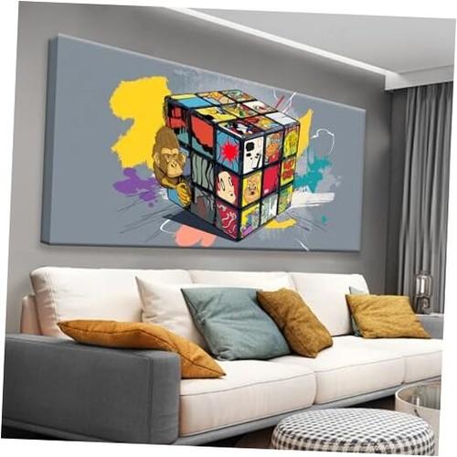Suconvng Large Abstract Wall Art Graffiti Cube Wall Art Picture Painting Canvas Art Wall Decor Artwork Print Picture For Bedroom Multicolor Office Home Wall Decor Artwork 29 X 58 In