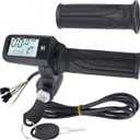 Full Twist Throttle, 6 Pin EBike Throttle 36V/48/60V, with LCD Speed Display, Key Switch, Electric Scooter Twist Grip for E-Bike, Motorcycle
