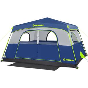 8 Person Instant Tent, Waterproof Pop Up Tents for Camping with Rainfly, 60 Seconds Easy Setup, Automatic Cabin Tent for Family Camping with Expandable Carry Bag & Upgraded Ventilation