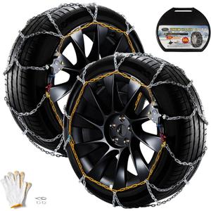 DEDC Tesla MODEL 3 Snow Chains, Snow Tire Chains, Auto Trac Tire Traction Wheel Chains 1 Min Quick Fit Easy Chainsaw Reusable Universal Emergency Traction Chain - Set of 2 MS1519