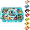 Divided Serving Tray with Lid and Handle - Snackle Box Charcuterie Container for Portable Snack Platters Organizer for Candy, Fruits, Nuts, Snacks - Perfect for Party, Entertaining, Lake blue
