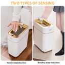 Pukomc Automatic Small Sensor Trash Can with Touchless Lid, 2.3 Gallon / 9L Smart Garbage Can, Quiet Close White Gold Waste Bin - Perfect for Kitchen, Living Room & Small Spaces