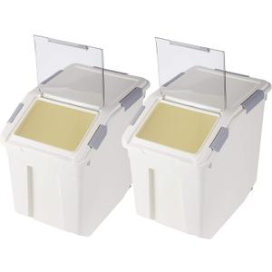Flour Storage Container 25 lb (25 Liters) with Wheels Seal Locking Lid PP (Pack-2)