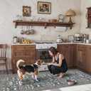 Washable 2x8 Hallway Runner Rug: Vintage Water-Resistant Kitchen Entryway Rug Ultra Soft Living Room Bedroom Carpet Non Slip Indoor Low Pile Floor Mat for Bathroom Dining Room(2x8,Floral/Blue)