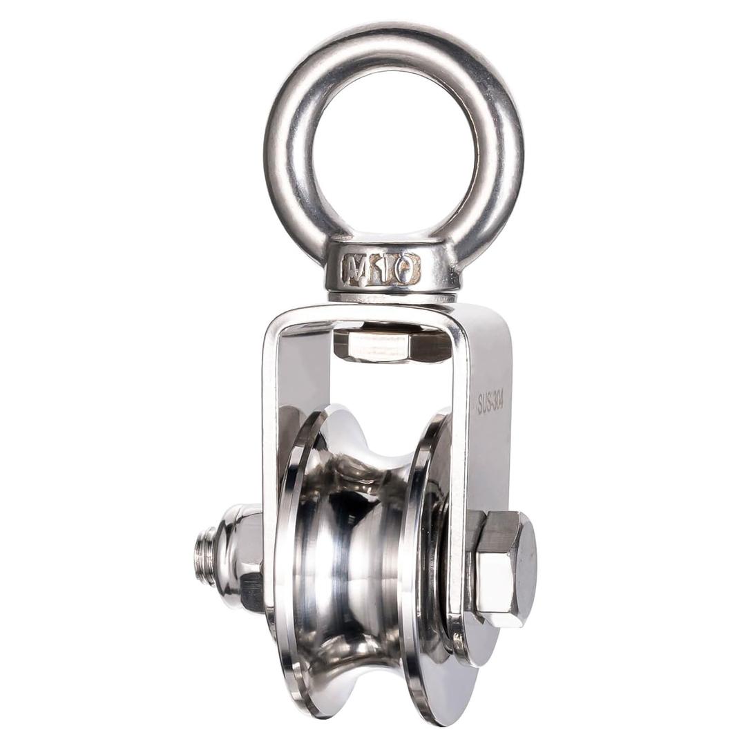Cable Pulley Wheel, Swivel Single Pulley Block, 304 Stainless Steel, Bearing Inside, Heavy Duty Good for Pulley System Gym Equipment, Loading 1100lb (outdoor 48mm)