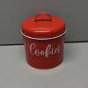 DAYYET Farmhouse Cookie Jar for Kitchen Counter, 1 Gallon Vintage Cookie Jar with Airtight Lid, Large Food Storage Container for Candy, Cookies, Dessert, Red Kitchen Decor and Accessories