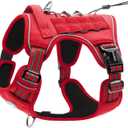 AUROTH Tactical Dog Harness for Large Dogs No Pull Adjustable Pet Harness Reflective K9 Working Training Easy Control Pet Vest Military Service Dog Harnesses Red M (M(Neck:16-22",Chest:22-33"),35-50 lbs)