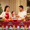 Tiamon Christmas Tablecloth Table Cover for Rectangle Table, 60 x 104 Inch Washable Red Buffalo Plaid Snowman Santa Claus Cover Decorations for Xmas Winter Holiday Party Supplies