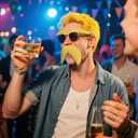 Yellow Mustache and Eyebrows for Adults, Novelty Yellow Fake Beard and Eyebrows, Cosplay Halloween Costume Accessories Funny Party Favor Men Women