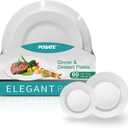 POSATE 60PCS White Disposable Plastic Plates, Heavy Duty Plates for Wedding/Party, 30PCS Dinner Plates 10.25 and 30PCS Dessert/Salad Plates 7.5, White Plates for Party Event