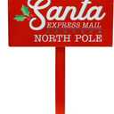 Christmas Decorations Santa Mailbox, 15.5" H x 9.5" W Express Mail to North Pole Metal Letter Box, Christmas Decorative Box for Home Room Indoor Outdoor Front Door Xmas Holiday Party