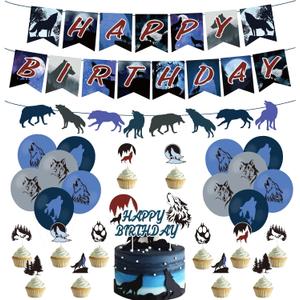 Wolf Birthday Party Decorations, Wolf Party Supplies with Happy Birthday Banner, Wolves Garland Sign, Cake Toppers, Latex Balloons for Kids Boys Girls Animals Wolf Theme Party Decors Wolf Birthday Party Decorations, Wolf Party Supplies with Happy Birthday Banner, Wolves Garland Sign, Cake Toppers, Latex Balloons for Kids Boys Girls Animals Wolf Theme Party Decors