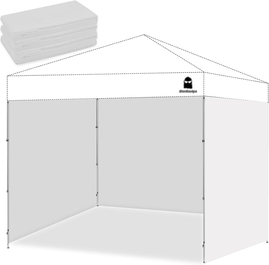 10x10 Pop Up Canopy Tent Sidewalls - Straight Leg Compatible, 300D Waterproof Polyester with 99% UV Protection, 3 Pcs Sidewalls (Canopy Tent NOT Included) (Fit 10x10 Canopy - Spliceable, White 3pcs)