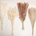 Natural Dried Pampas Grass Decor, 100 PCS Pampas Grass Contains White Bunny Tails Dried Flowers, Reed Grass Bouquet for Wedding Boho Flowers Home Table Decor, Rustic Farmhouse Party (17")