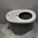 IRIS USA Cat Litter Box, Large Cat Box Enclosure, Top Entry with Litter Catching Lid, Enclosed with Scoop, Gray/White