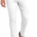 GINGTTO Mens Skinny Pants Tapered Leg Stretch Slim Fit Dress Pants for Men (White, XL)