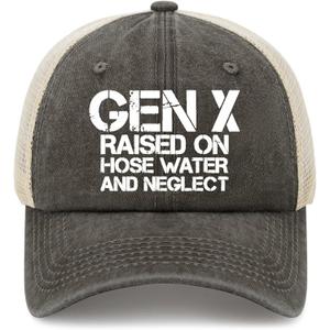 GEN X Raised On Hose Water and Neglect Hat Womans Hat AllBlack Womens Beach Hat Gifts for Grandma Running Cap (Gray)