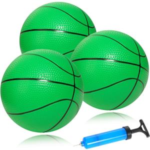 Mini Basketballs 3 Pack - 7inch Small Basketball Size 3 Set with Pump Needle - Ideal for Mini Hoop, Outdoor & Indoor Play - Kids Basketball Party Favors (Green)