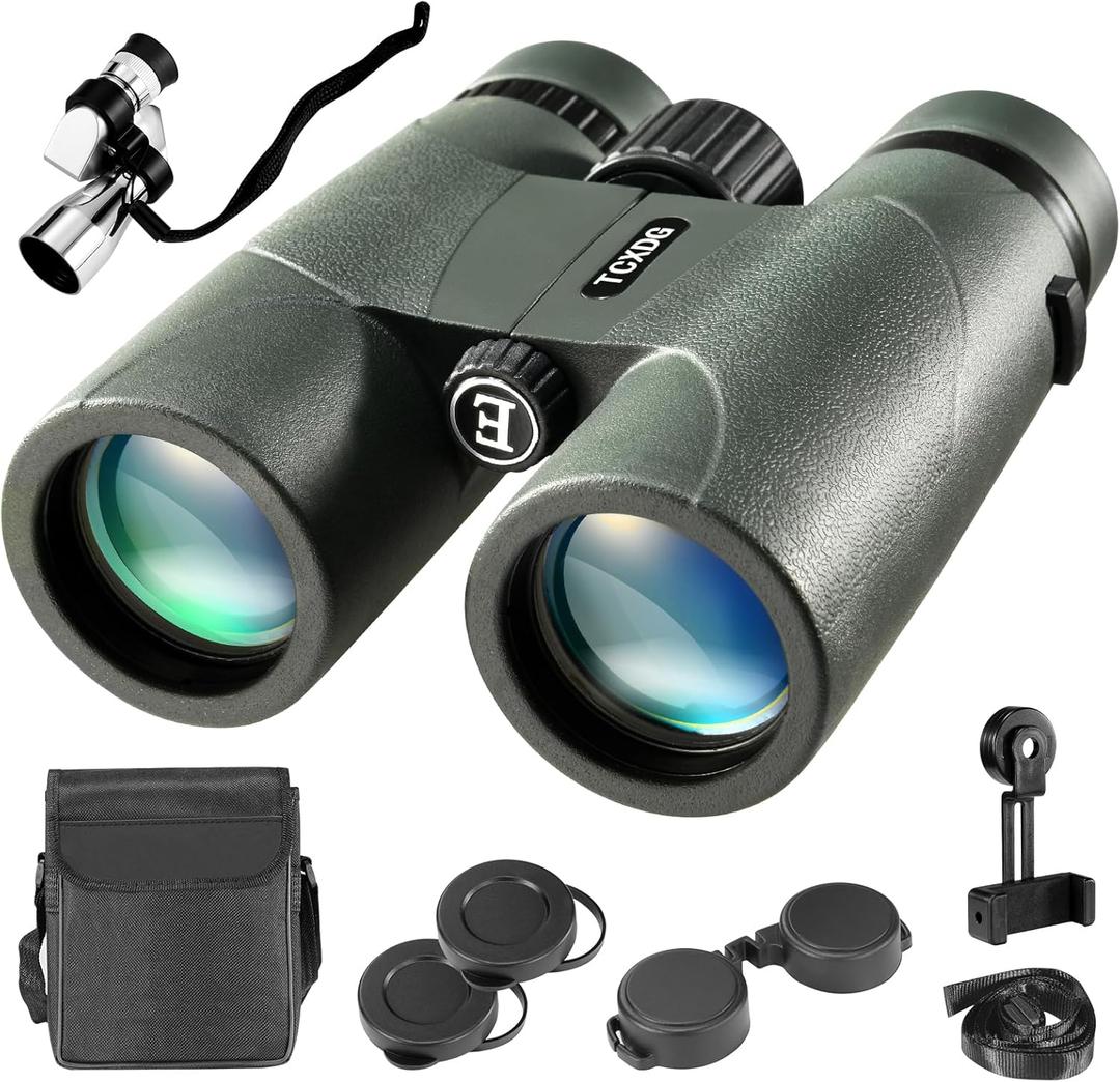 HD 10x42 Binoculars with Phone Adapter - Clear Low Light Vision - Lightweight Waterproof Binoculars for Bird, Boating, Hiking, and Camping