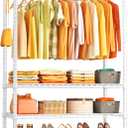 Ulif H4 Plus Garment Rack, 4-Tier Portable Clothes and Clothing Rack for Bedroom and Cloakroom, Closet Storage and Organizer Wardrobe System, 45" W x 14" D x 76.4" H, Load 522lbs, White