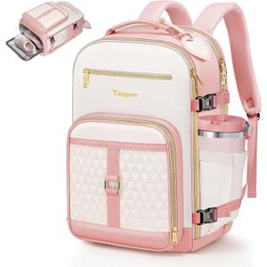 Taygeer Kids Travel Backpack for Airplane, Small Travel Backpack for Girls with Luggage Tags & Water Bottle Pocket, Underseat TSA Approved Airline Personal Item Bag for Women Teens Girls School, Pink
