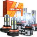 SEALIGHT 9005/HB3 H11/H9/H8 Light Bulbs Combo and F1 H11 LED Fog Light Bulbs 66,000LM Ultra-Bright 6500K 9005 H11 Bulbs with 14000RPM Cooling Fan, 360 Illumination, True Plug-N-Play, Pack of 6