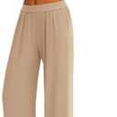 PRETTYGARDEN 2 Piece Sets for Women Summer 2025 Airport Travel Outfits Crop Tank Tops Wide Leg Pants Matching Lounge Sets (Khaki,XX-Large) (XXL)