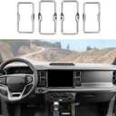 RAZPOY for Bronco Air Conditioning Outlet Vent Trim, 4PCS Center Console Dash AC Vent Ring Cover Compatible with 2021-2023 Ford Bronco Interior Accessories, Chrome