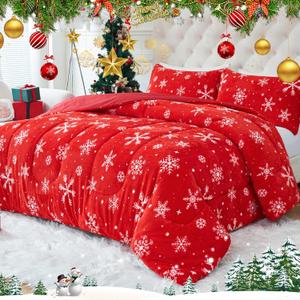 YIYEA ChristmasFaux Fur Queen Size Comforter Set, Luxury Ultra Soft Fluffy Comforter, Plush Fuzzy Bedding Comforter Sets for Fall Winter, Cozy Warmth, No Shedding, 3PC, Queen