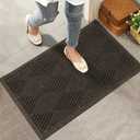 HIYARD Sturdy Front Door Mat, Absorbent Muddy Dirt Resist Welcome Door Mats Outdoor Indoor, Stain and Fade Resistant, Non-Slip Rubber Backing Low Profile Doormat for Entryway, 3017, Brown