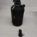 One Gallon Water Bottle Insulated, Triple Wall Vacuum Cold for 48 Hrs & Leak-proof & Non-BPA, 128oz Large Sports Stainless Steel Water Jug with Paracord Handle Straw Spout Lids & DIY Stickers (Black)