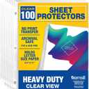 Samsill Heavy Duty Sheet Protectors for 3 Ring Binders, 8.5 x 11 Clear Page Protectors, Plastic Sleeves & Report Covers, Acid Free Archival Safe Document Protectors (100 Pack)