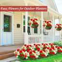 TURNMEON 48 Heads Artificial Flowers for Outdoors, 4 Bunches 17 Inch Dahlia Daisies Mum Fake Flowers UV Resistant Faux Plants Bouquets for Outside Grave Gardens Indoor Home Summer Decor (Red)